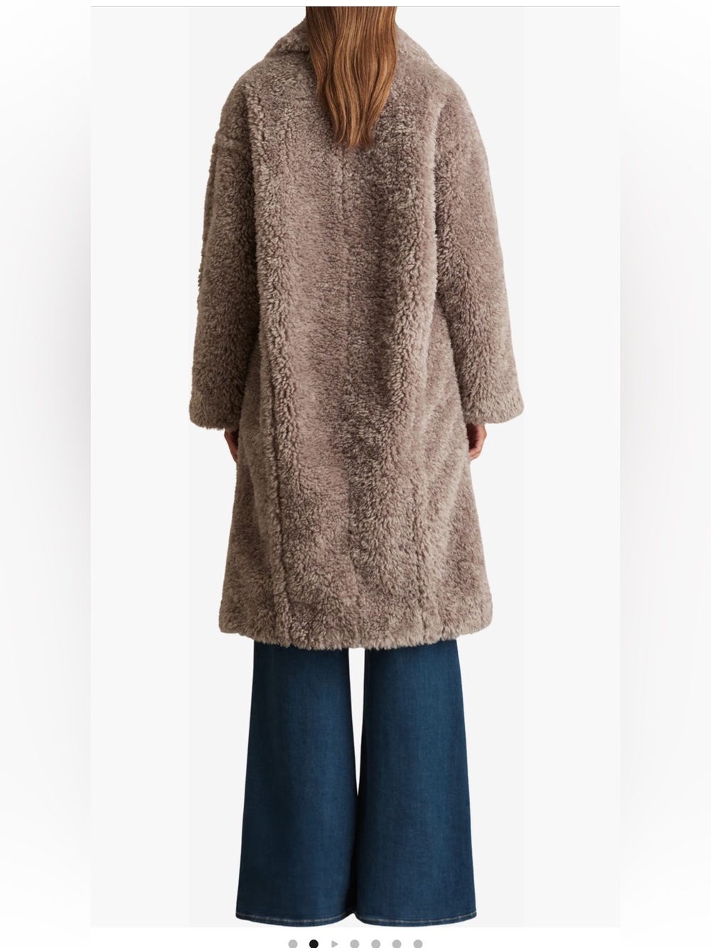 Reiss Darla Faux Fur Coat trench jacket mink neutral color women’s small NWT - Picture 2 of 5
